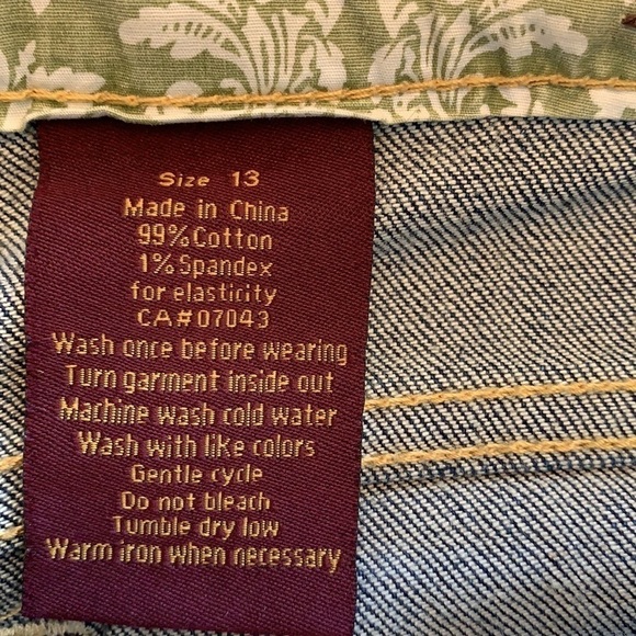 VINTAGE🧚‍♀️Y2K Medium Wash Distressed Bejewelled Straight Leg Jeans Size 13 - Picture 9 of 12